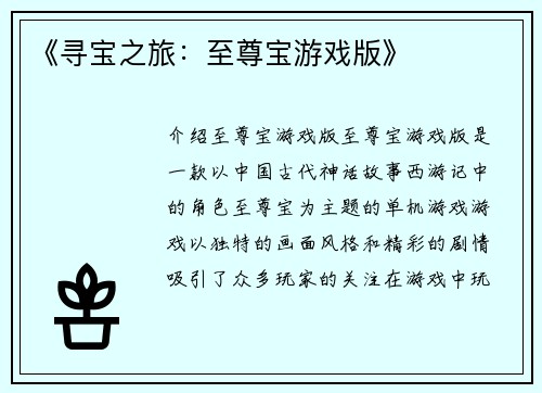 《寻宝之旅：至尊宝游戏版》